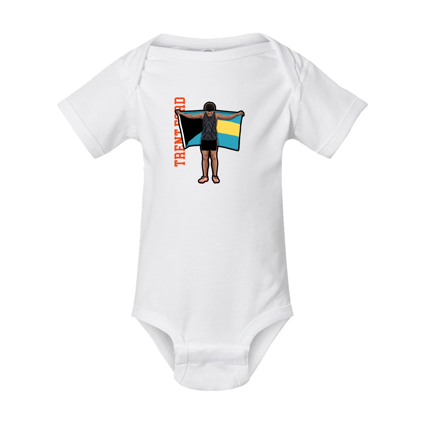 Baby Onesie — Name Vertical in White