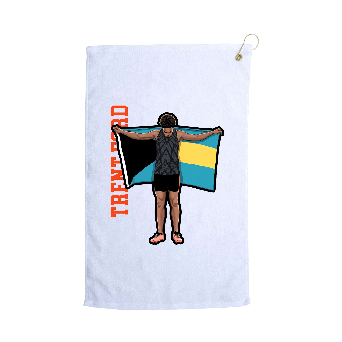 Golf Towel — Name Vertical in White