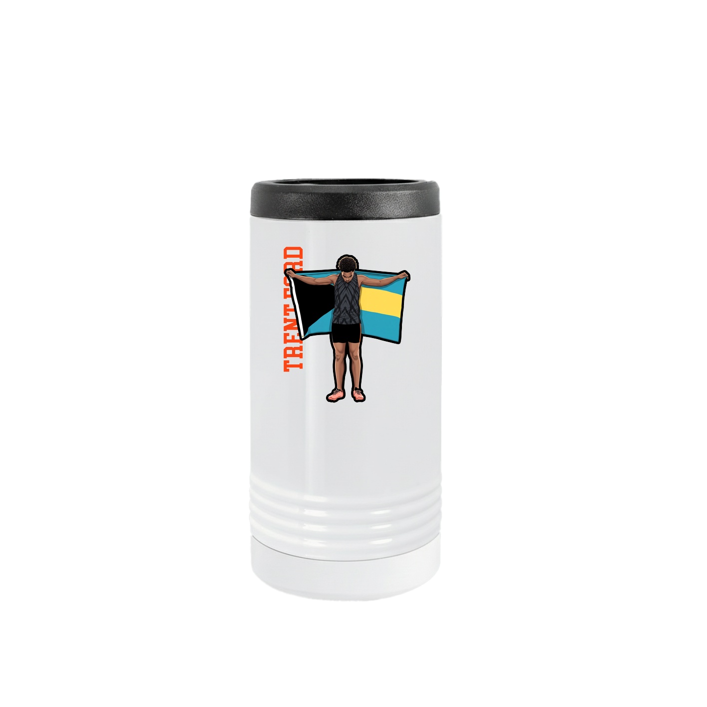 Slim Beverage Holder — Name Vertical in White