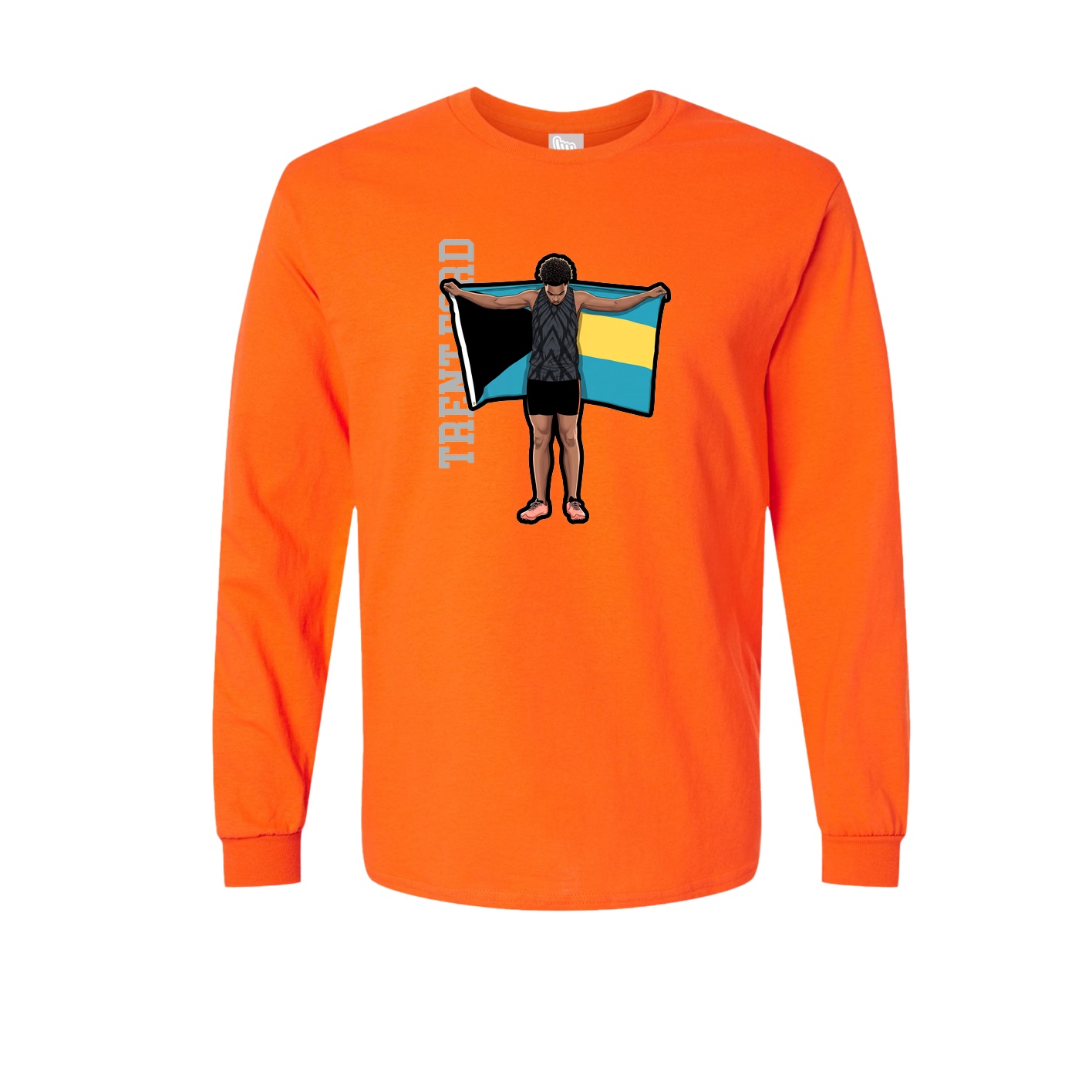 Long Sleeve Tee — Name Vertical in Orange