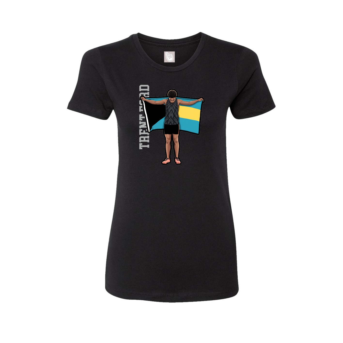 Fitted Women's Tee — Name Vertical in Black