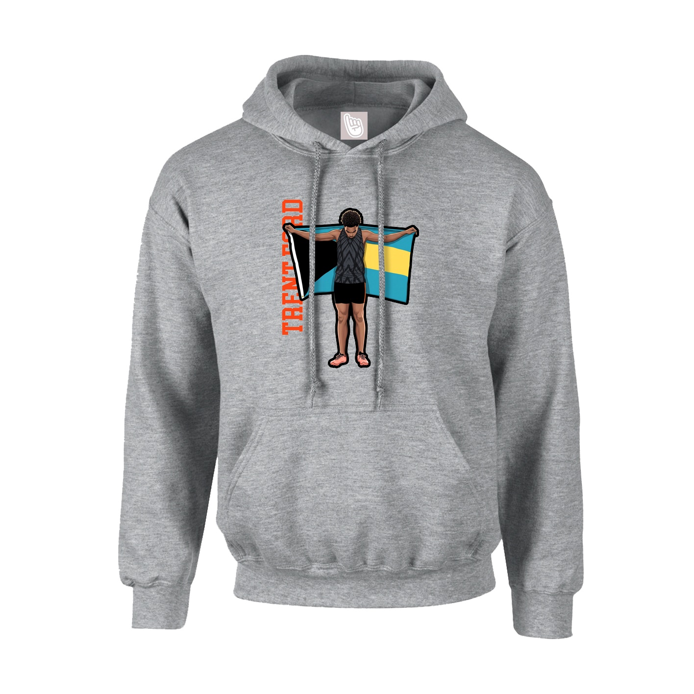 Hoodie — Name Vertical in Grey