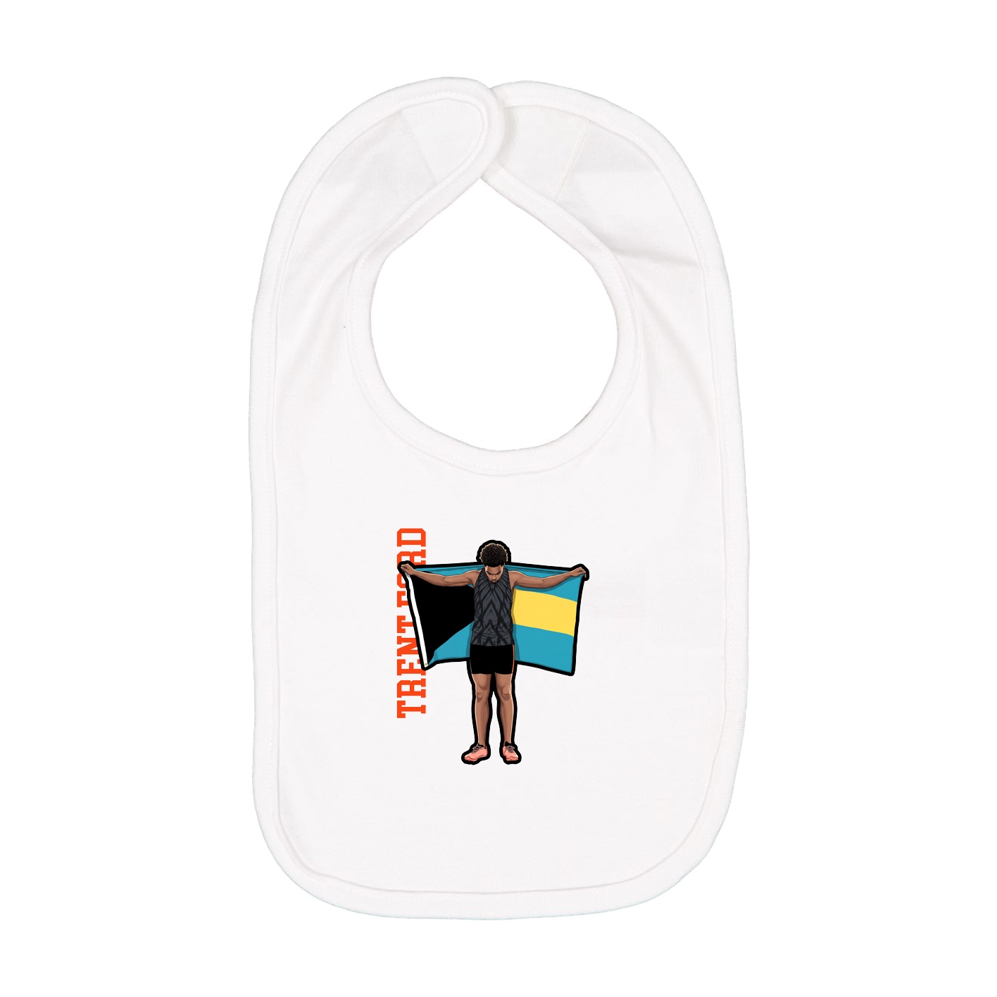 Infant Bib — Name Vertical in White
