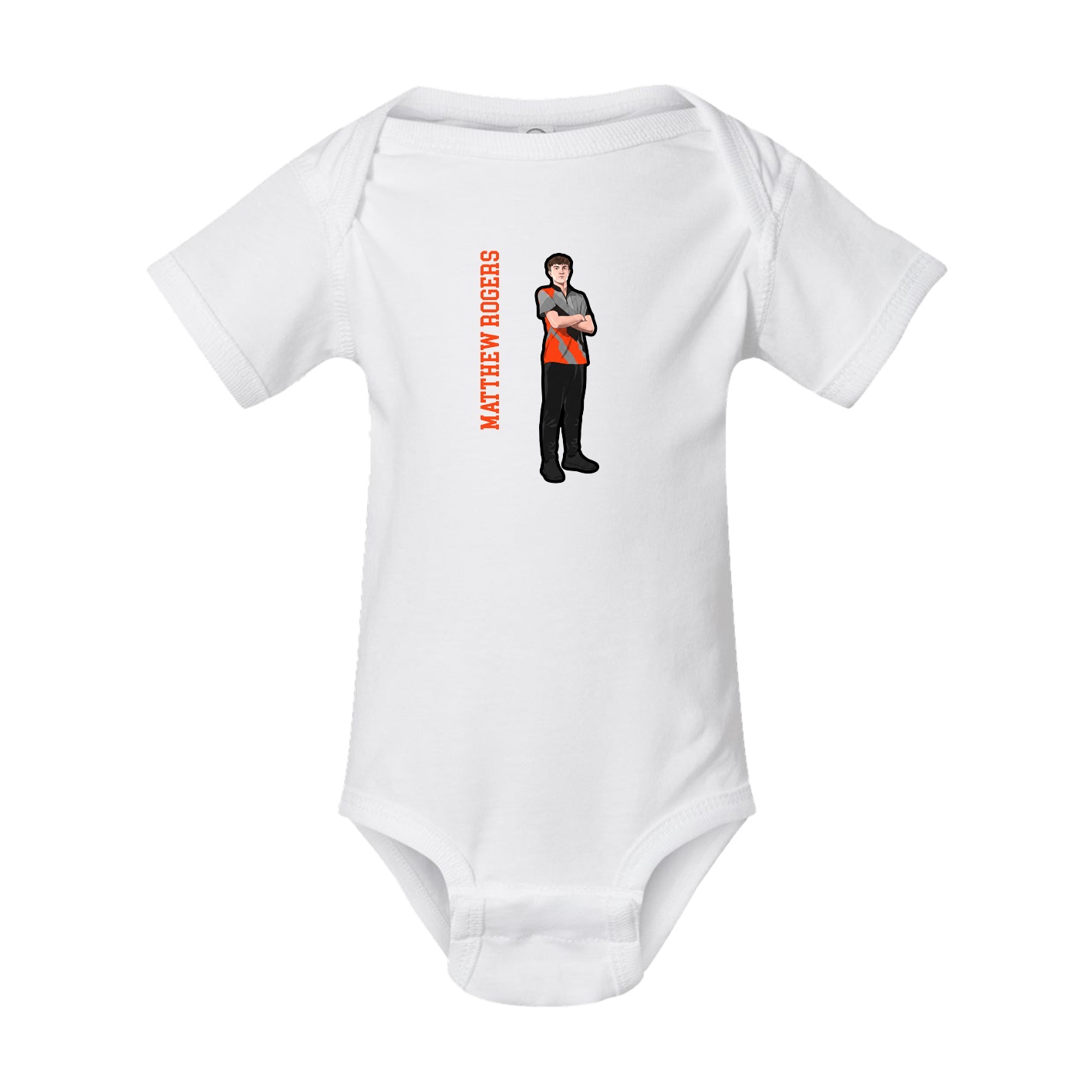 Baby Onesie — Name Vertical in White
