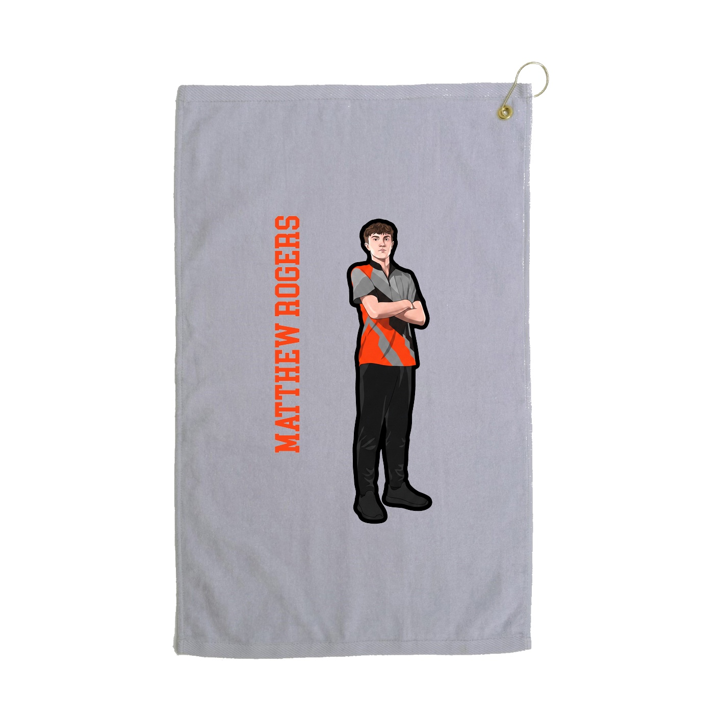 Golf Towel — Name Vertical in Grey