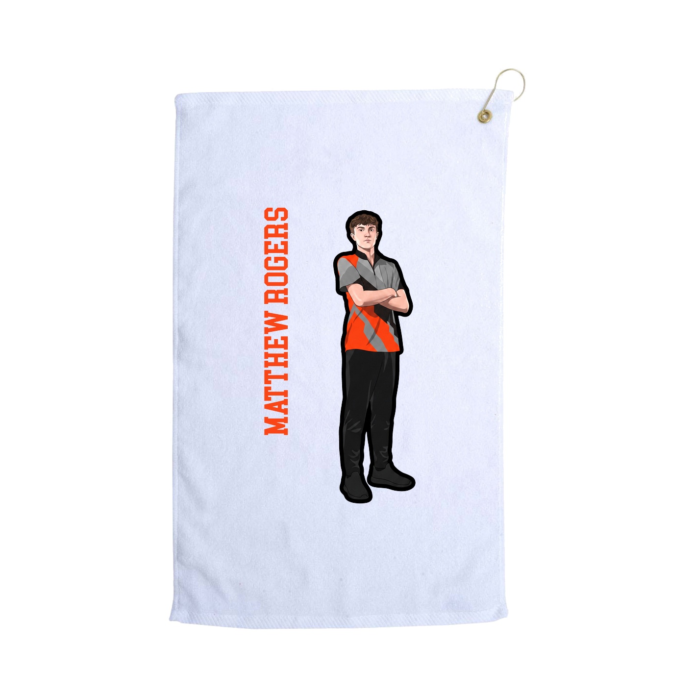 Golf Towel — Name Vertical in White