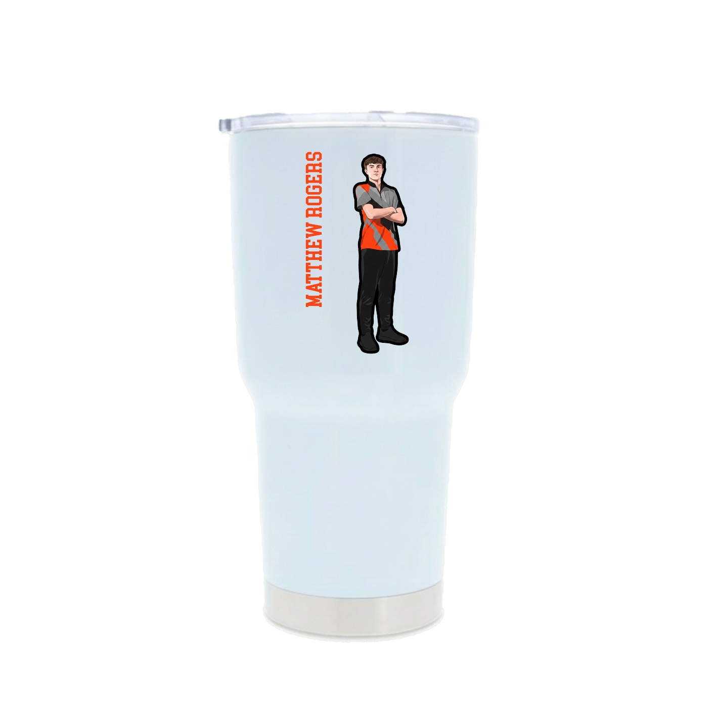 30oz Stainless Steel Tumbler — Name Vertical in White