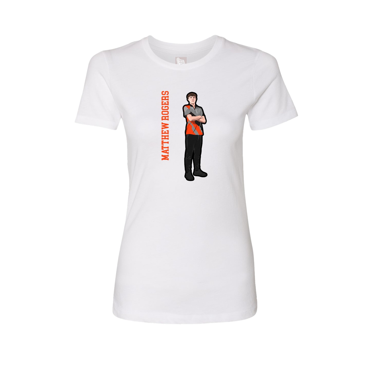 Fitted Women's Tee — Name Vertical in White