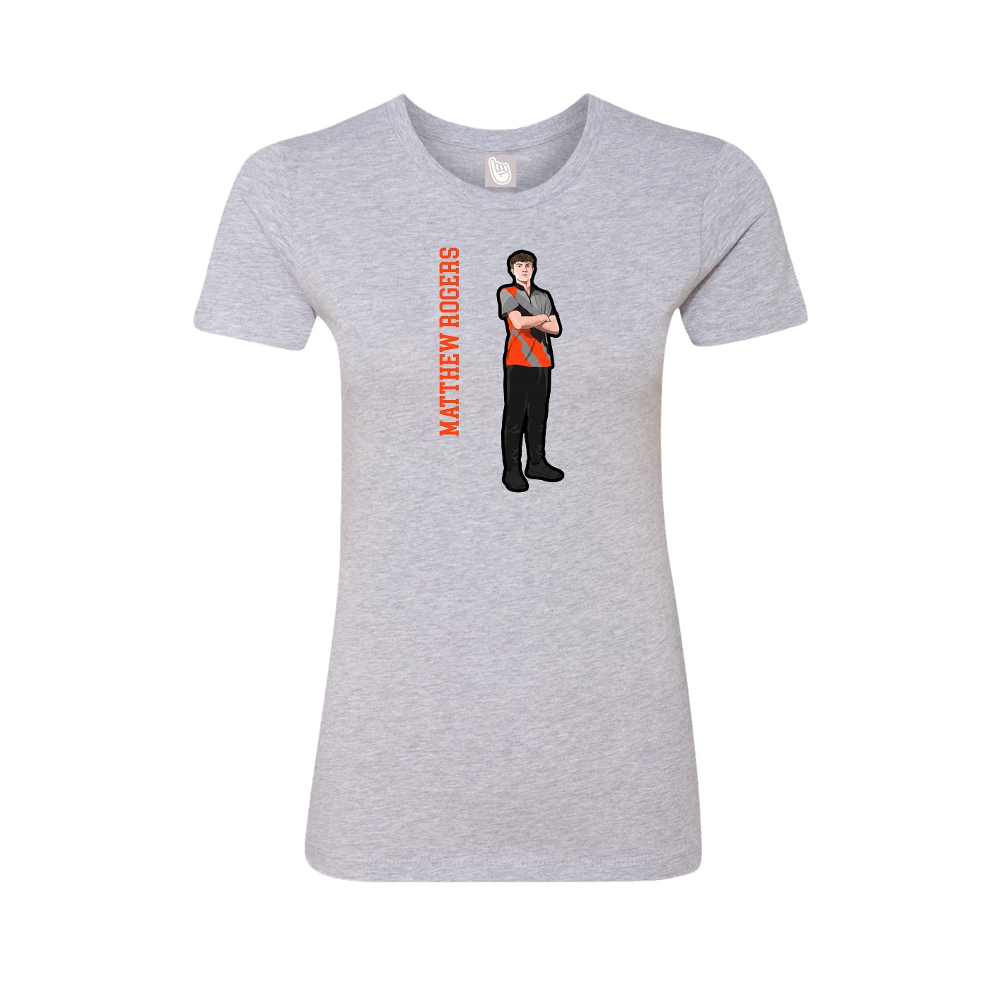 Fitted Women's Tee — Name Vertical in Grey