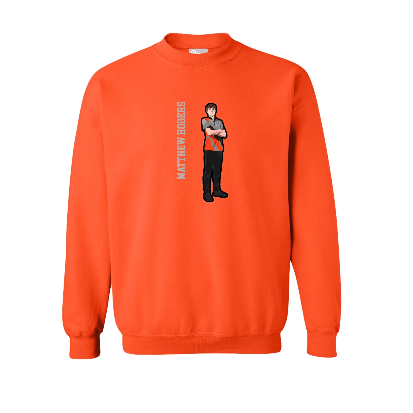 Fleece Crew — Name Vertical in Orange