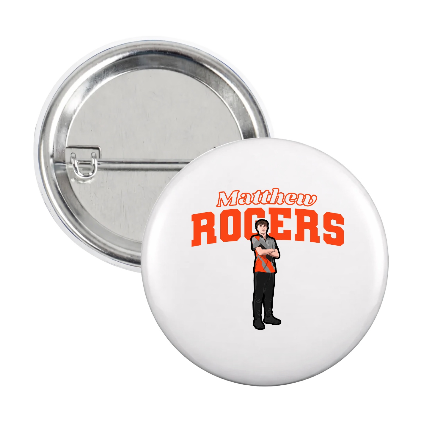 Game Day Button — Name Arch in White
