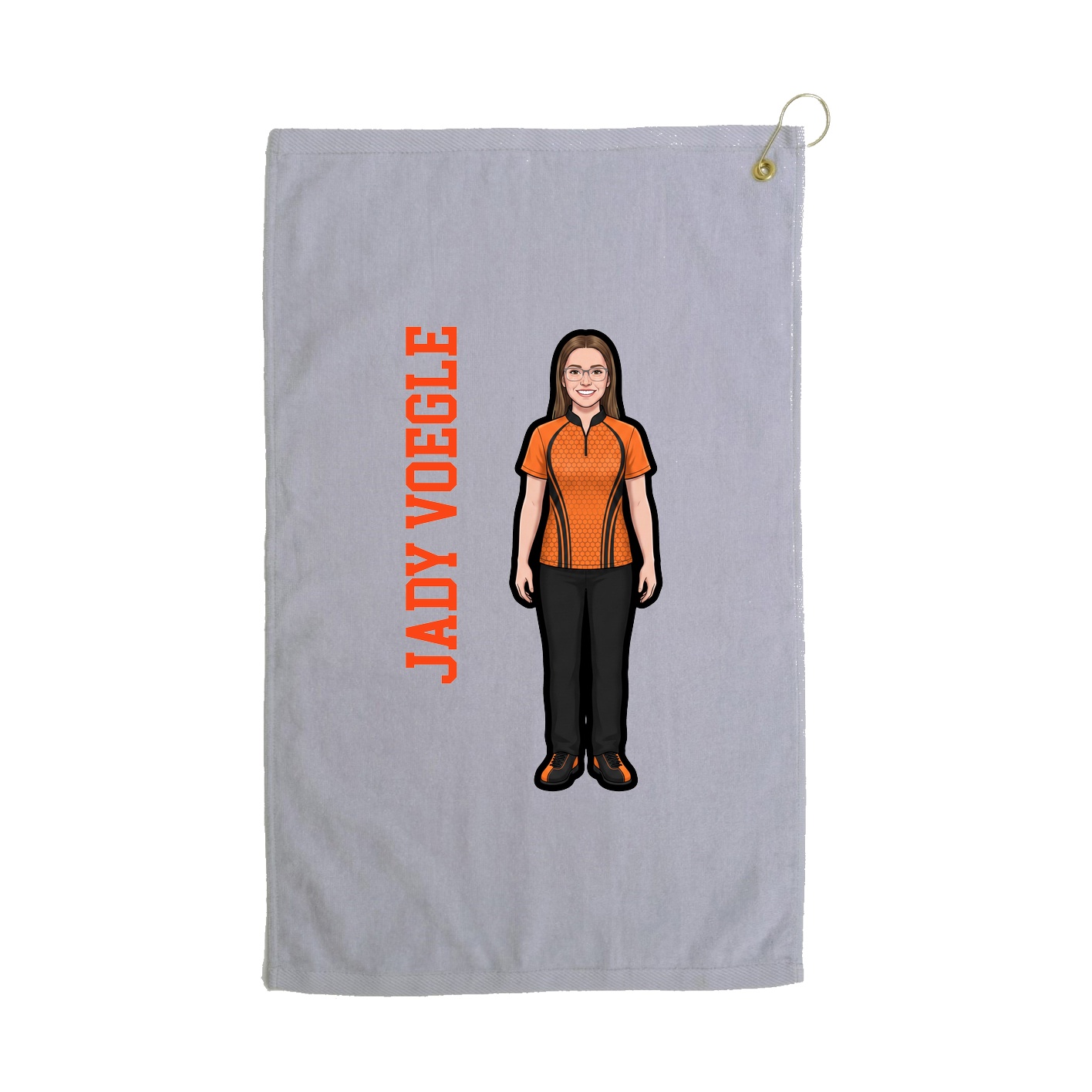 Golf Towel — Name Vertical in Grey