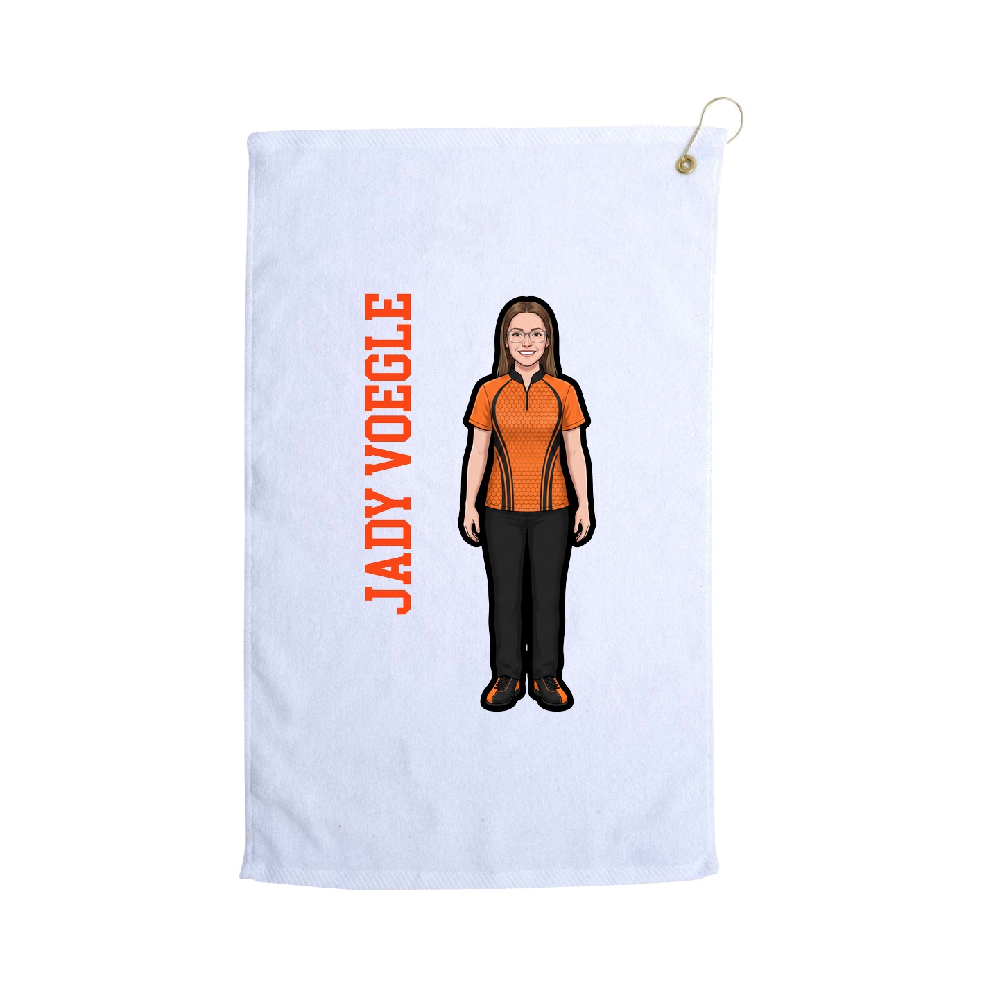 Golf Towel — Name Vertical in White