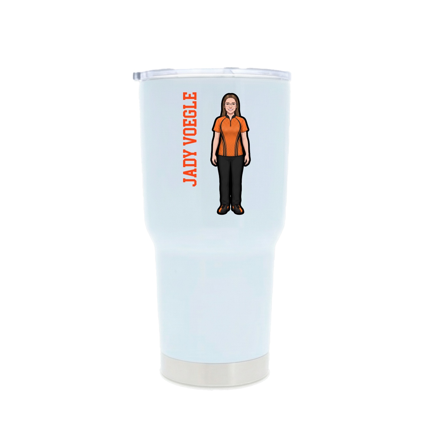 30oz Stainless Steel Tumbler — Name Vertical in White