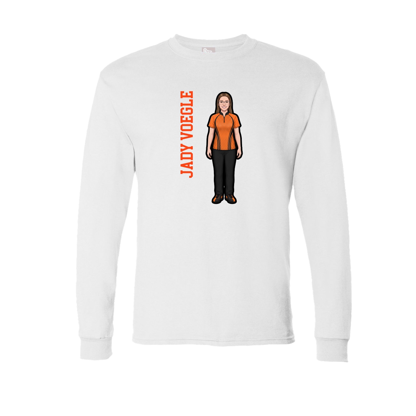 Long Sleeve Tee — Name Vertical in White