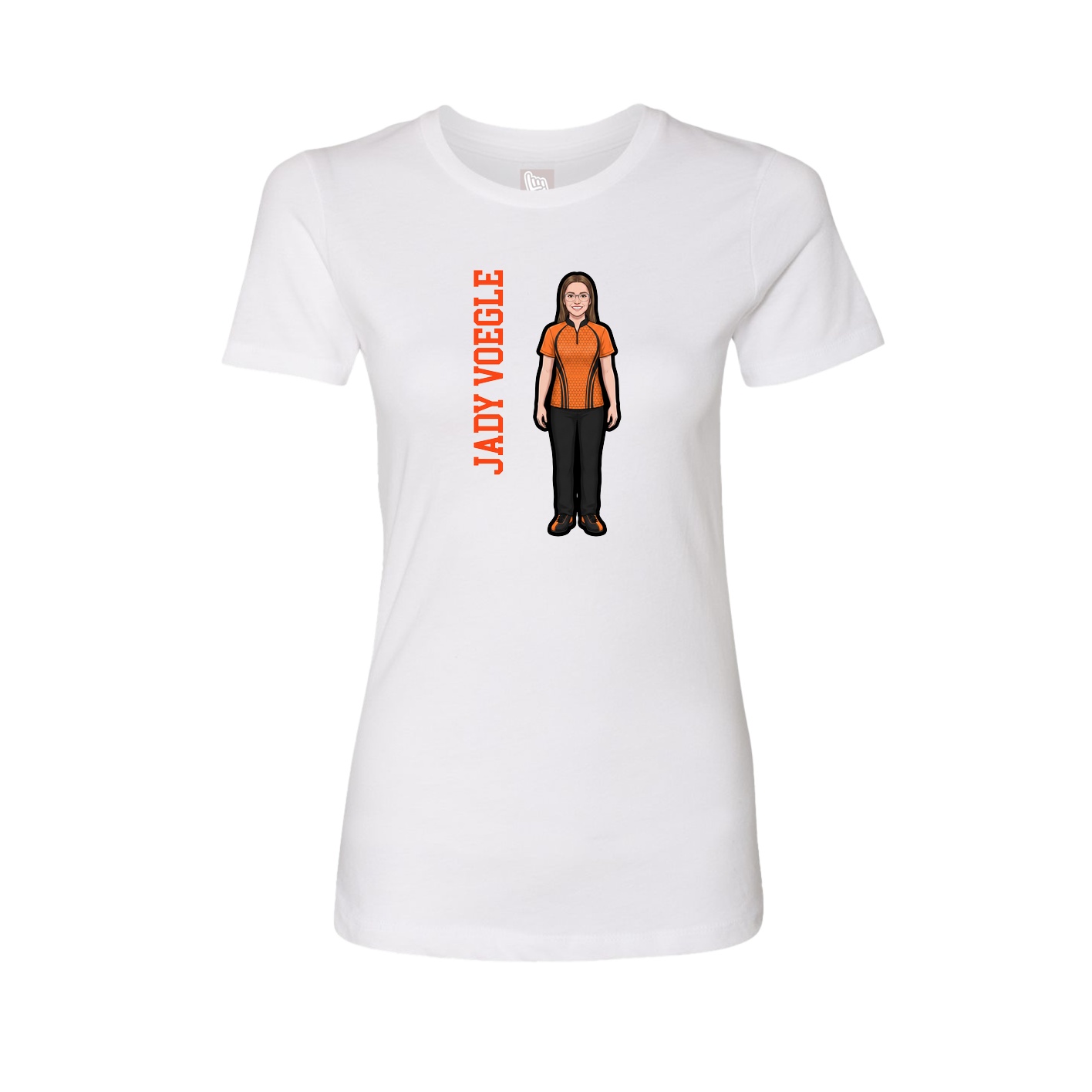 Fitted Women's Tee — Name Vertical in White