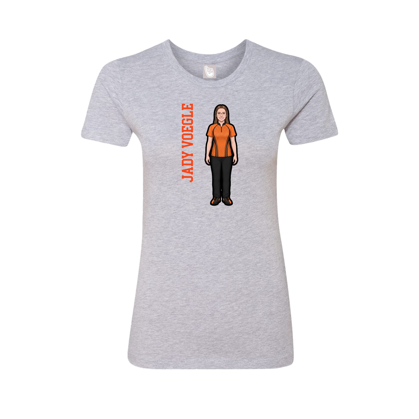 Fitted Women's Tee — Name Vertical in Grey