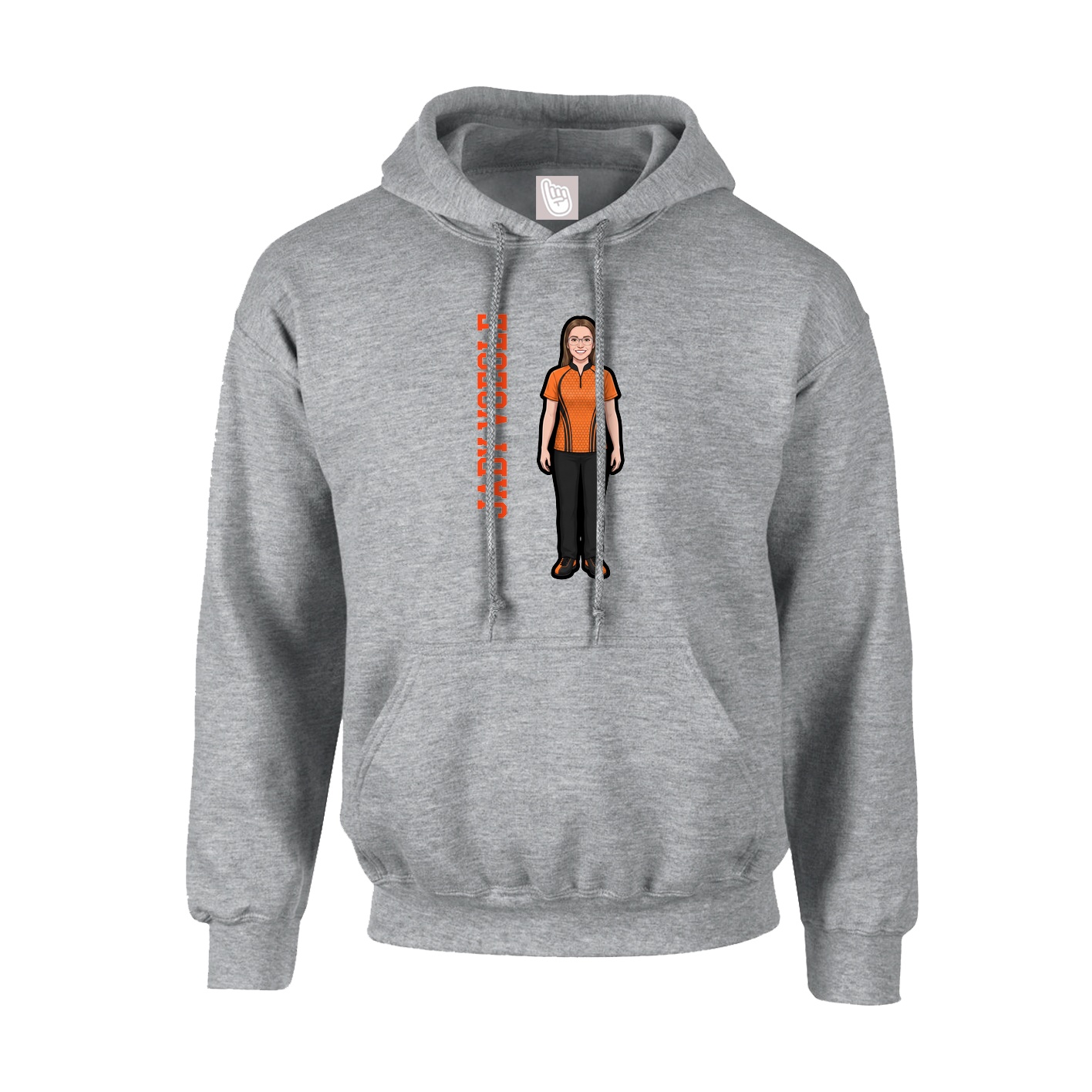 Youth Hoodie — Name Vertical in Grey