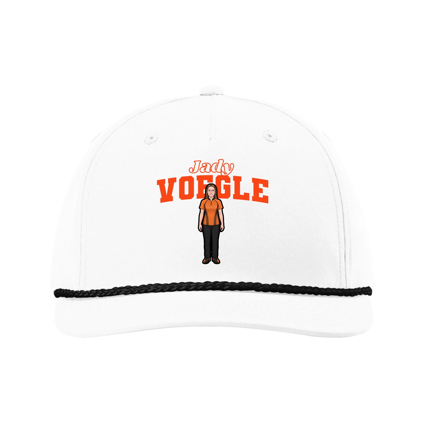Five-Panel Classic Rope Cap — Name Arch in White