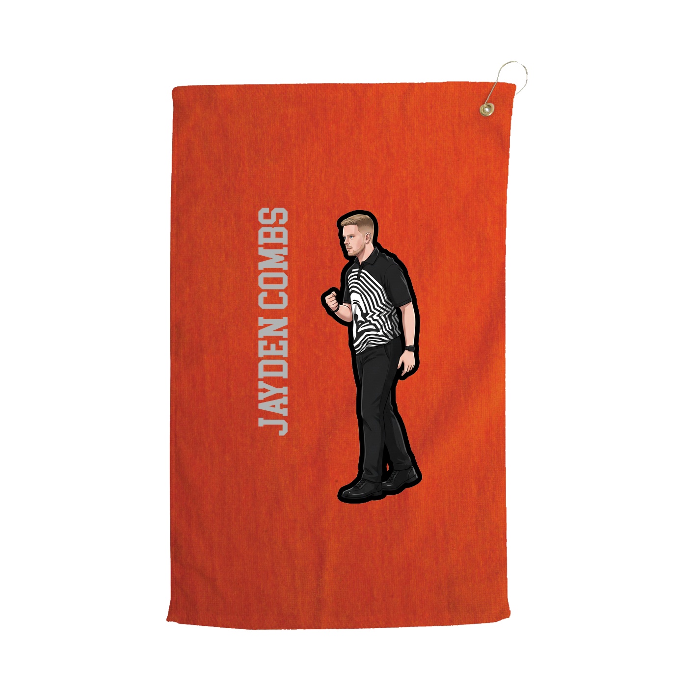 Golf Towel — Name Vertical in Orange