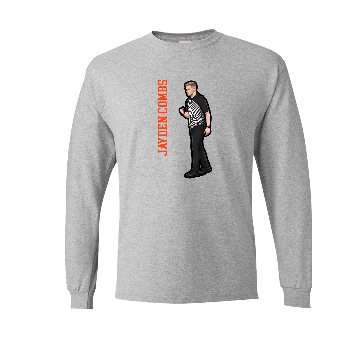 Long Sleeve Tee — Name Vertical in Grey