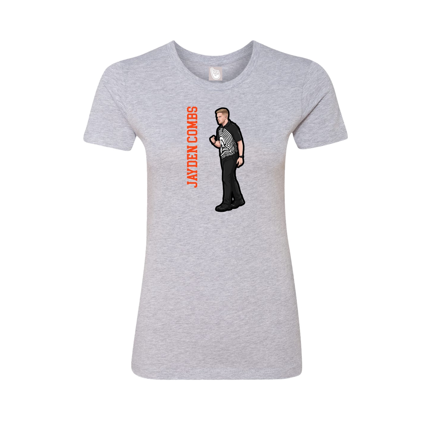 Fitted Women's Tee — Name Vertical in Grey