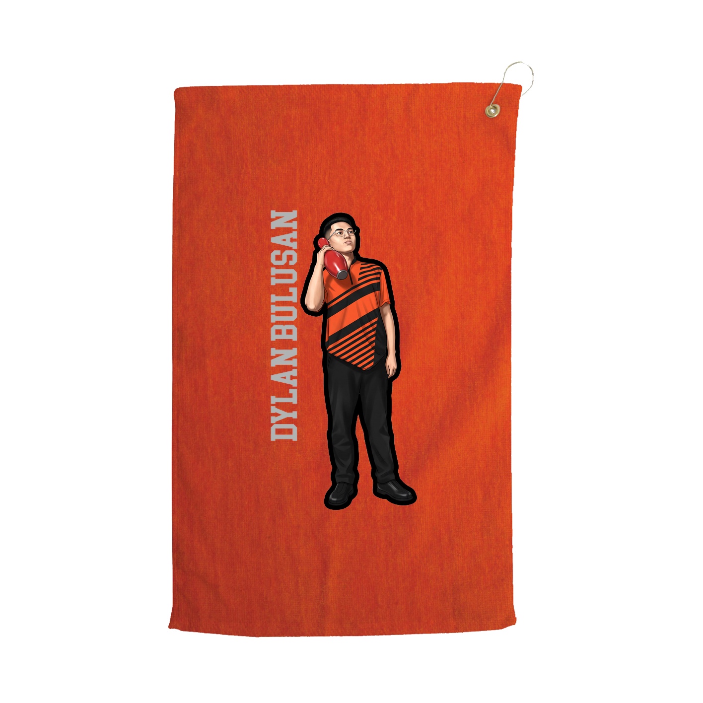 Golf Towel — Name Vertical in Orange