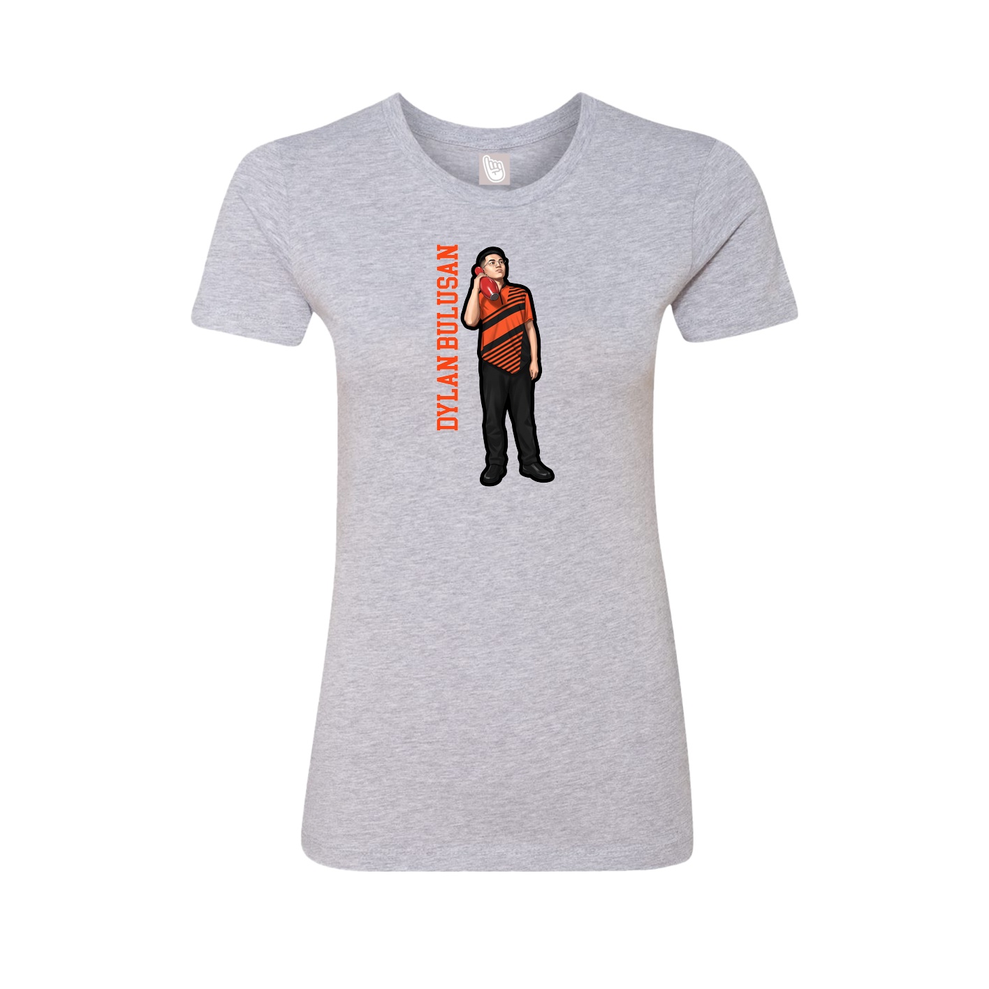 Fitted Women's Tee — Name Vertical in Grey