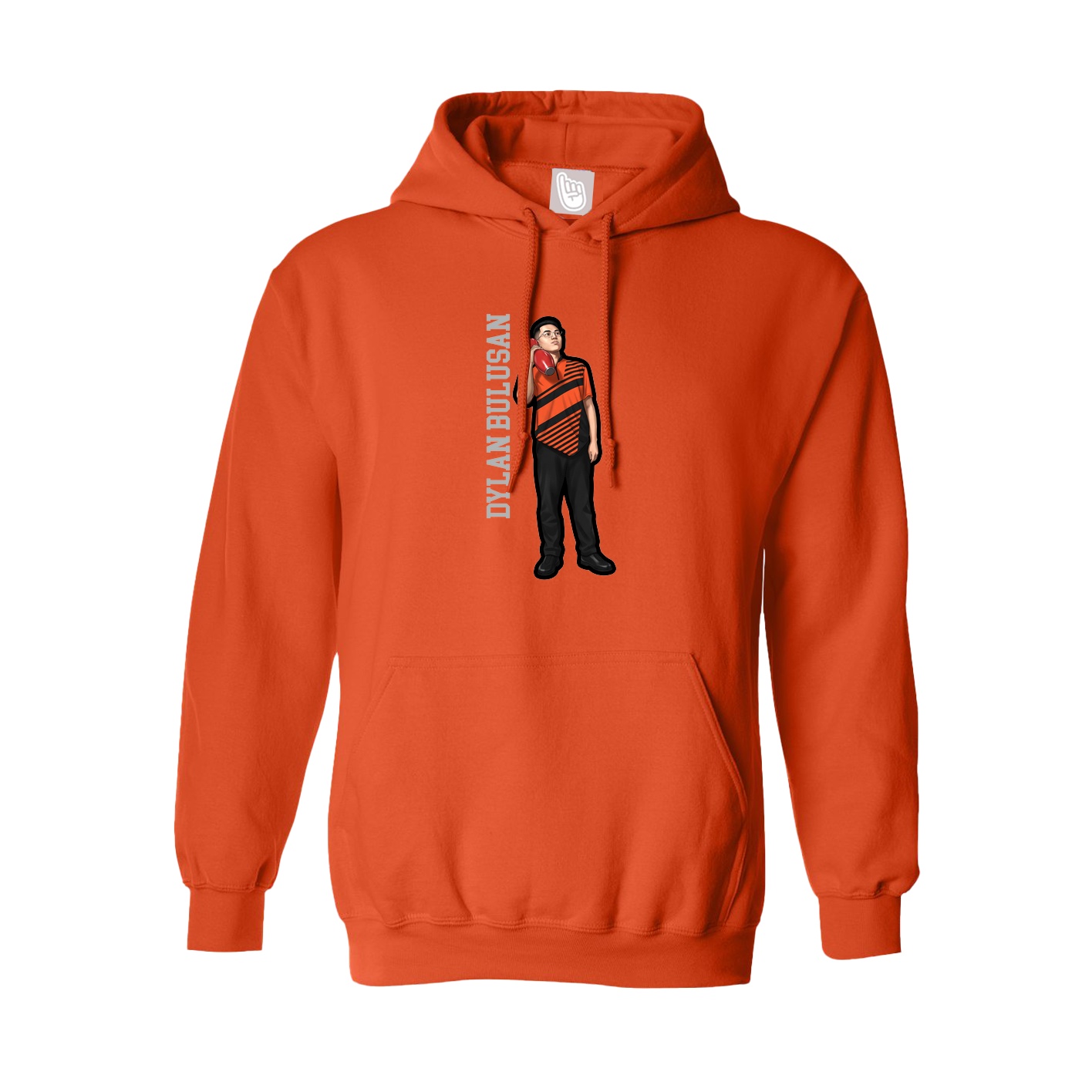 Hoodie — Name Vertical in Orange
