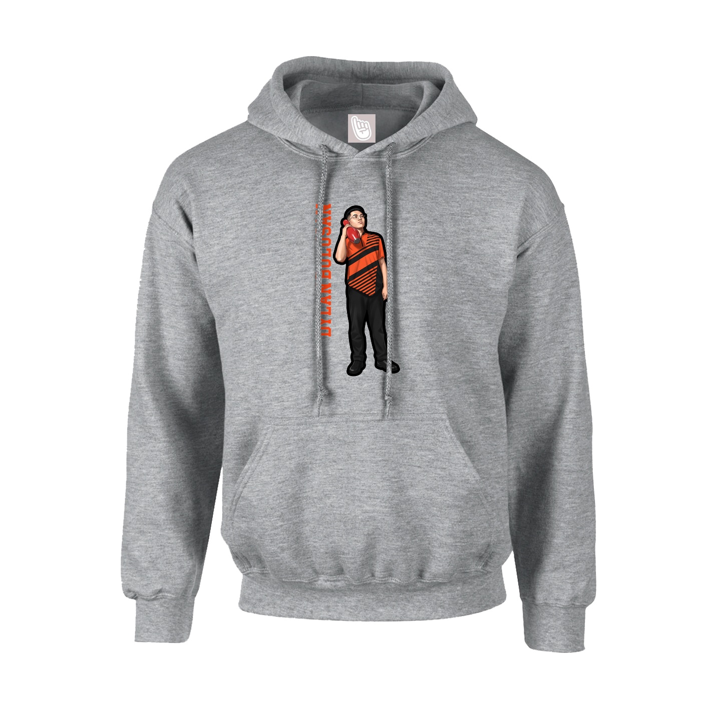Youth Hoodie — Name Vertical in Grey