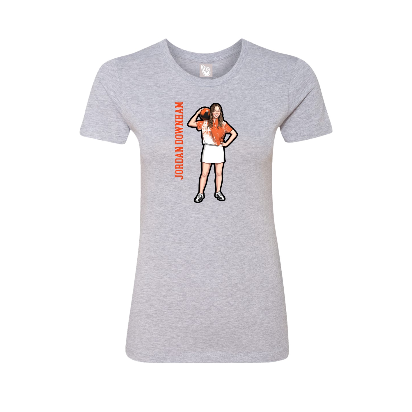 Fitted Women's Tee — Name Vertical in Grey