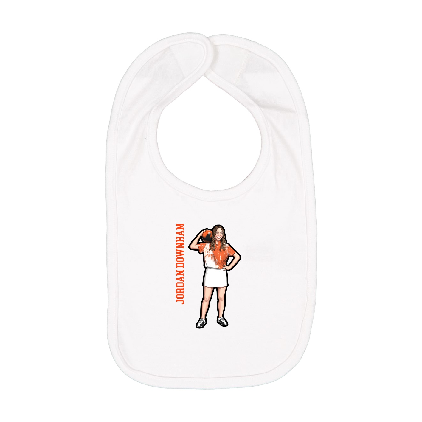 Infant Bib — Name Vertical in White