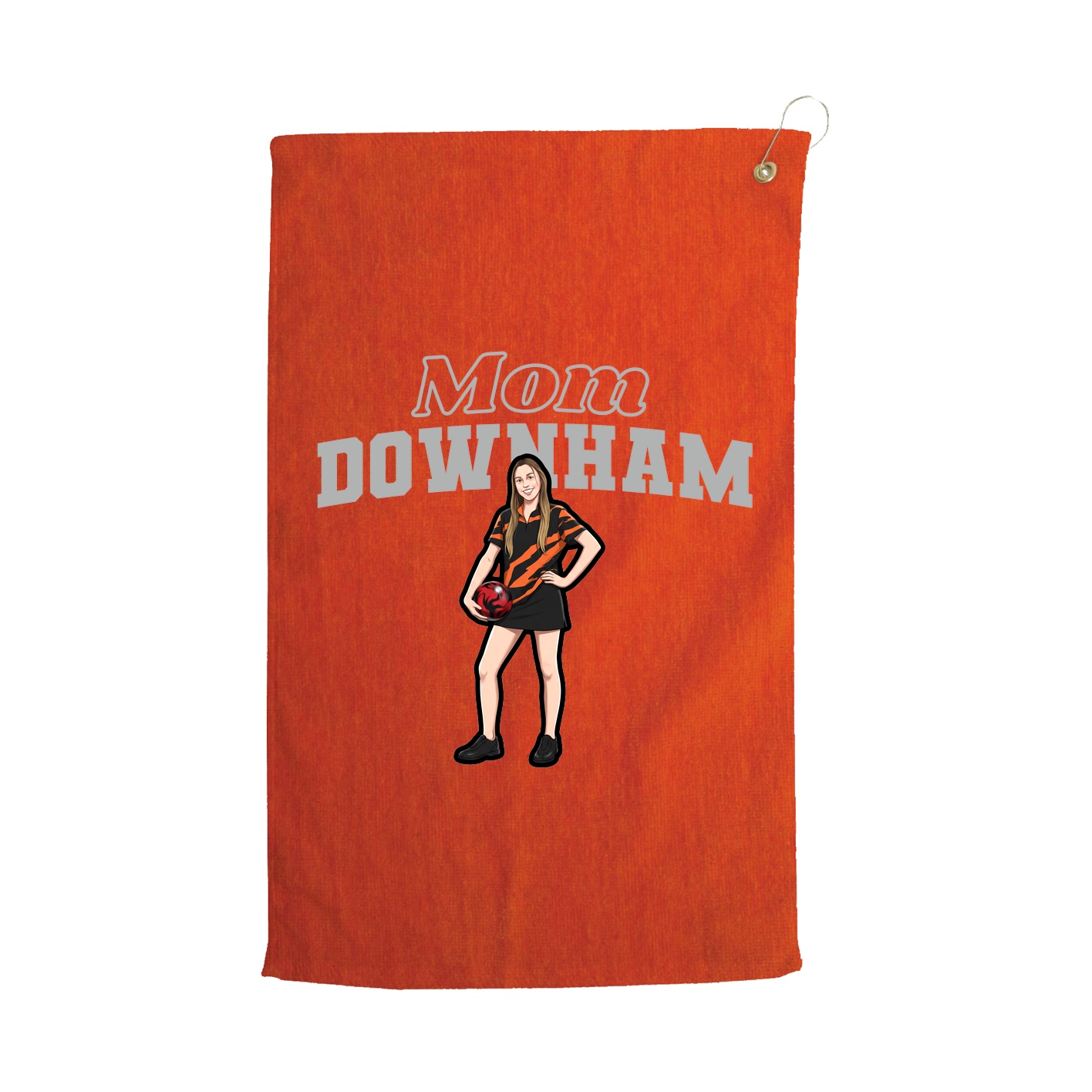 Golf Towel — Mothers Day Block in Orange