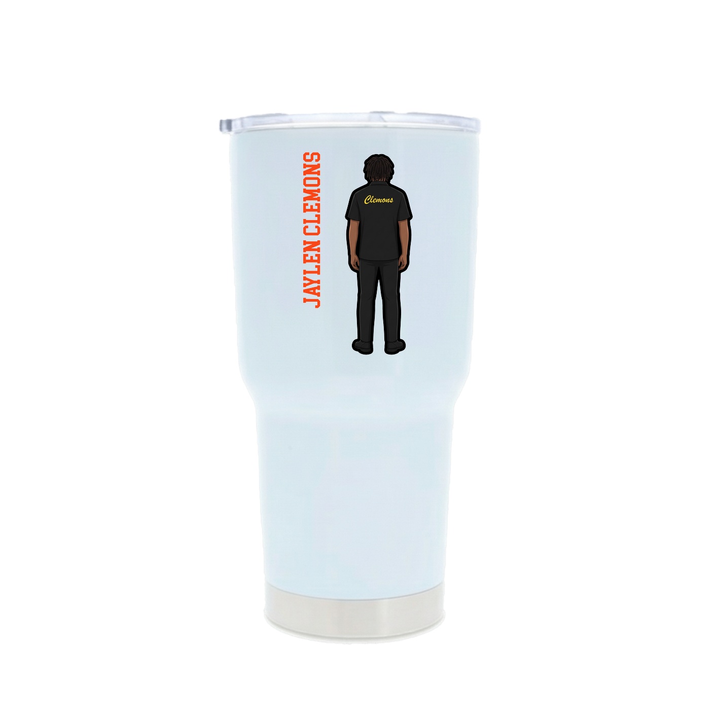 30oz Stainless Steel Tumbler — Name Vertical in White
