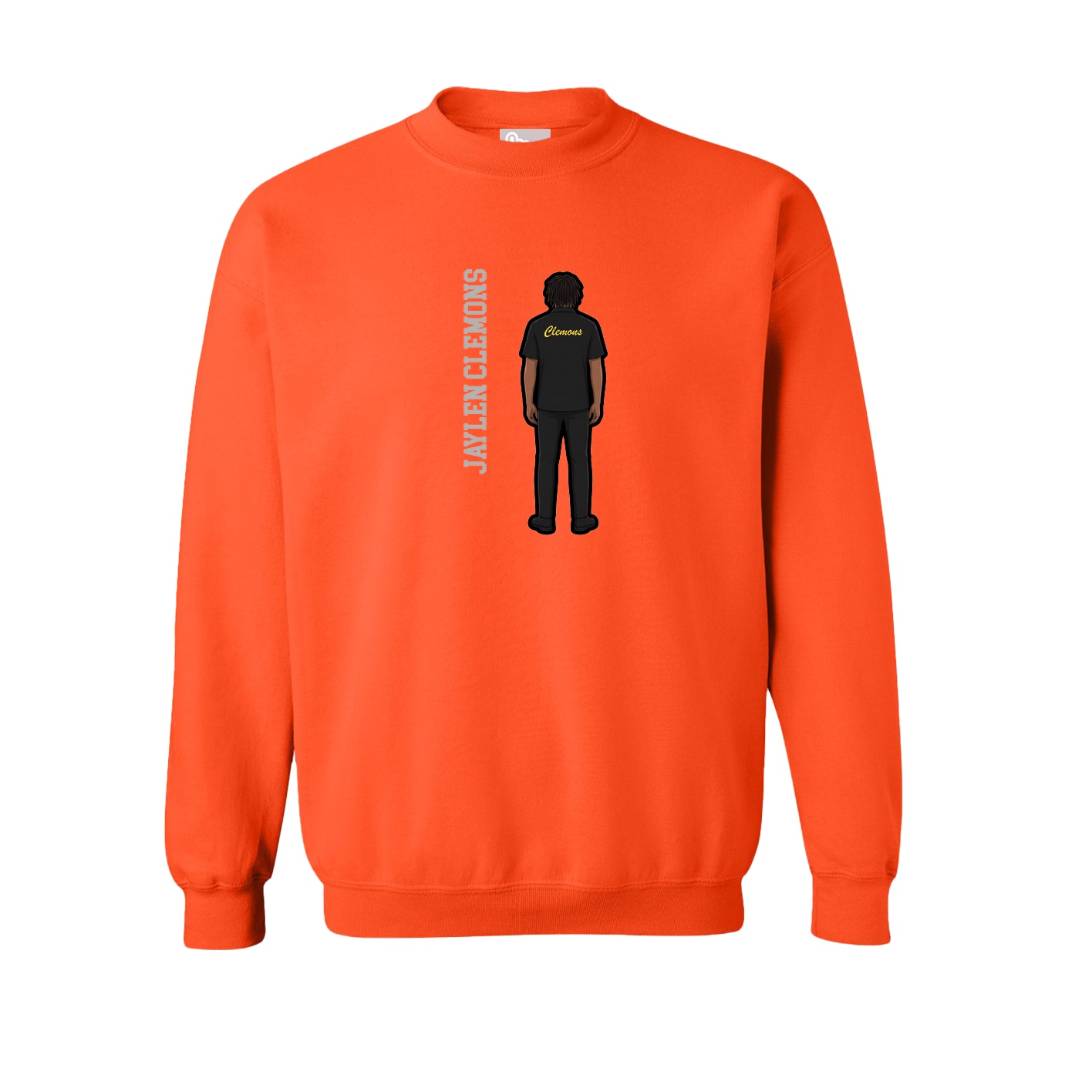 Fleece Crew — Name Vertical in Orange