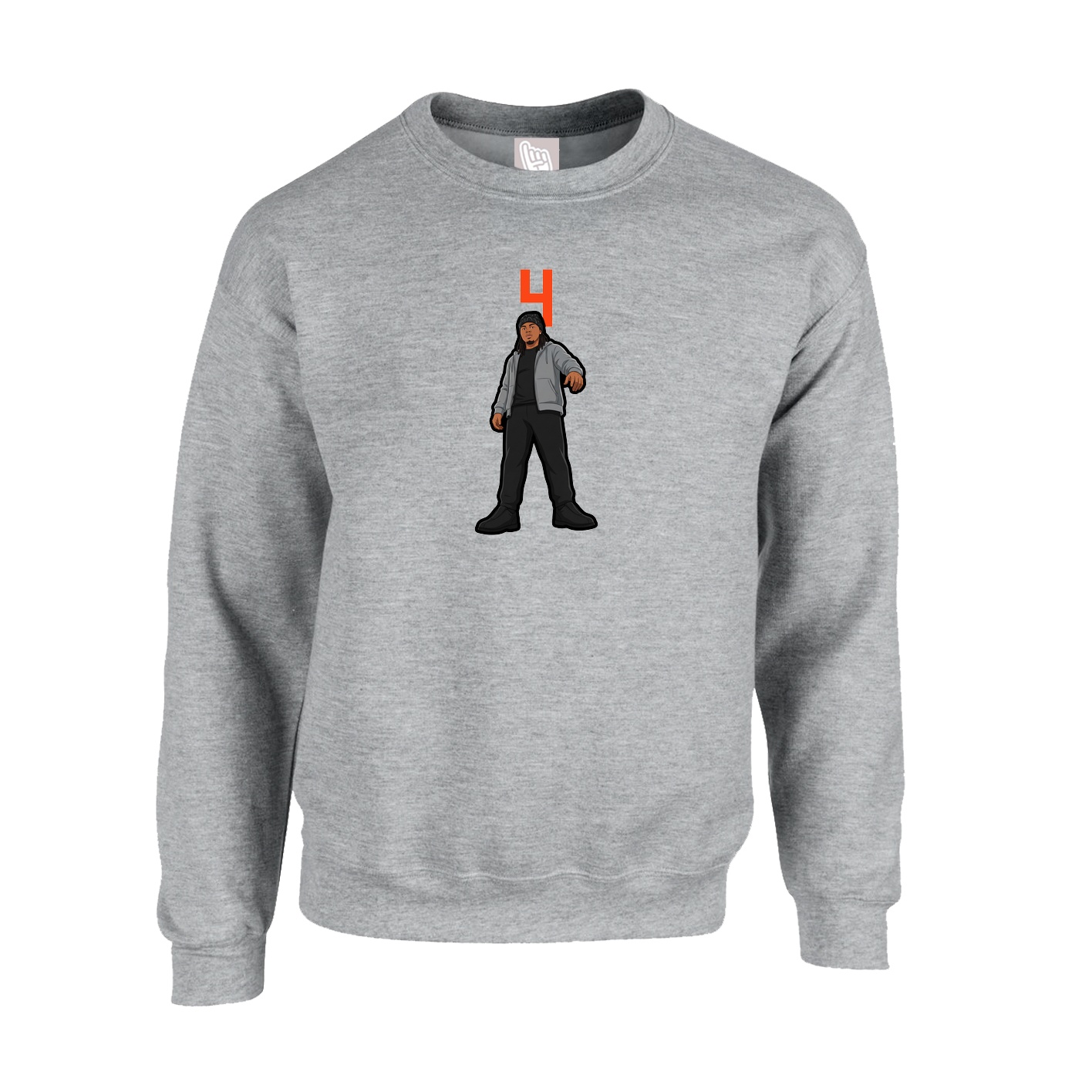 Fleece Crew — Number Top in Grey