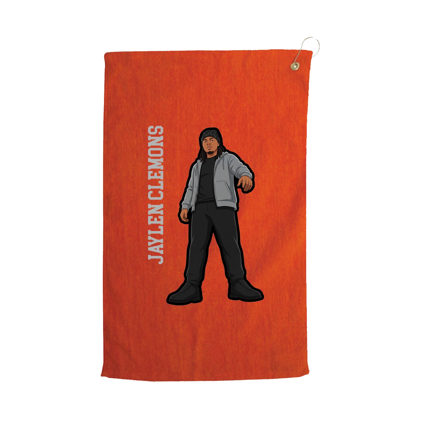 Golf Towel — Name Vertical in Orange
