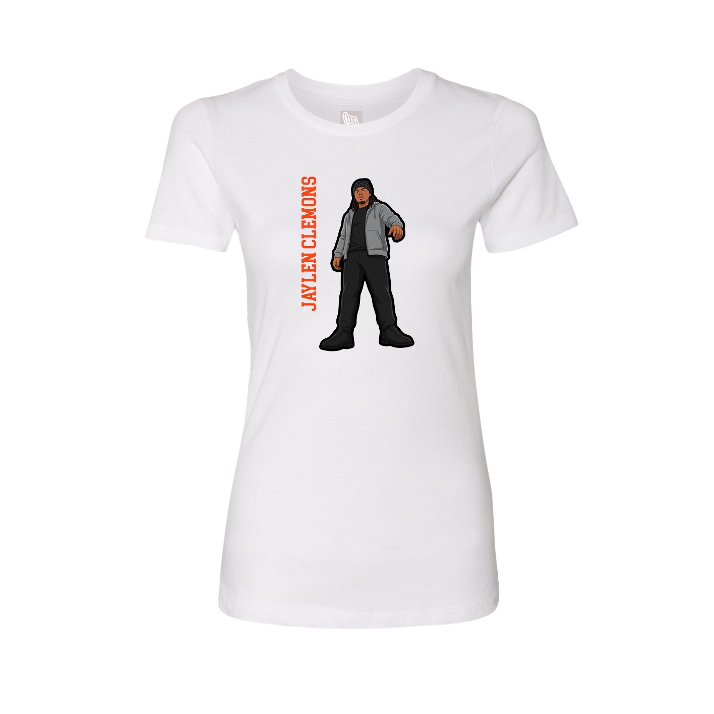 Fitted Women's Tee — Name Vertical in White