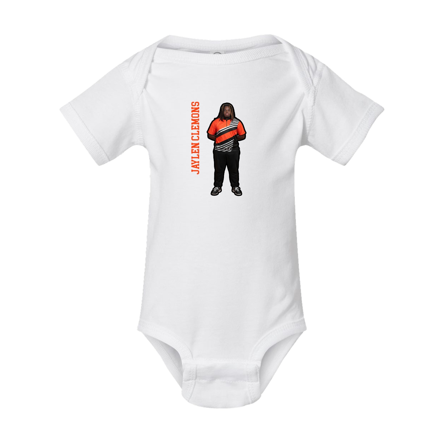 Baby Onesie — Name Vertical in White