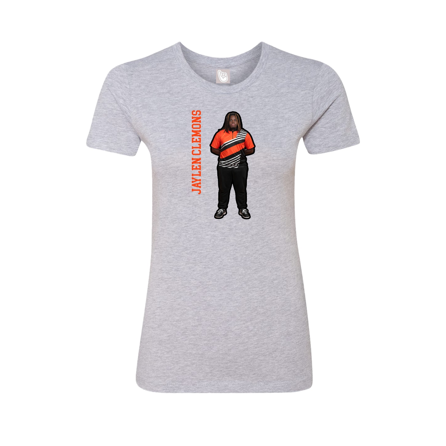 Fitted Women's Tee — Name Vertical in Grey