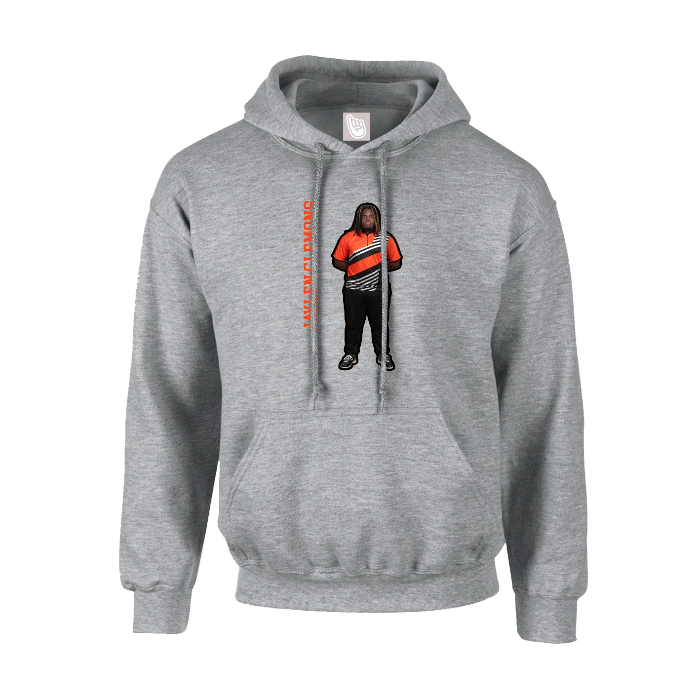 Youth Hoodie — Name Vertical in Grey