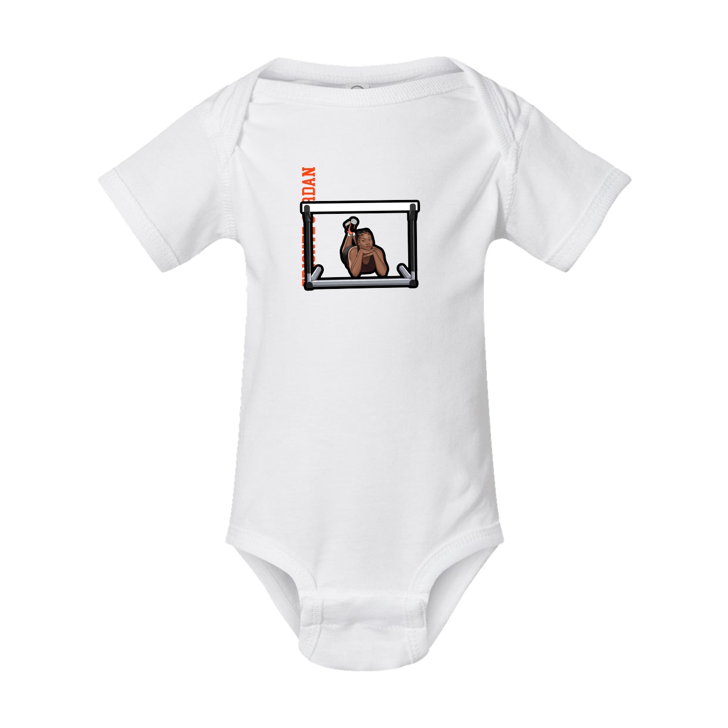 Baby Onesie — Name Vertical in White