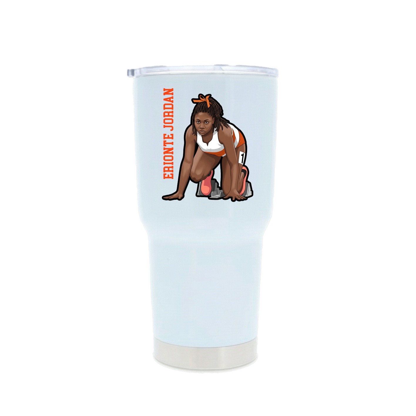 30oz Stainless Steel Tumbler — Name Vertical in White