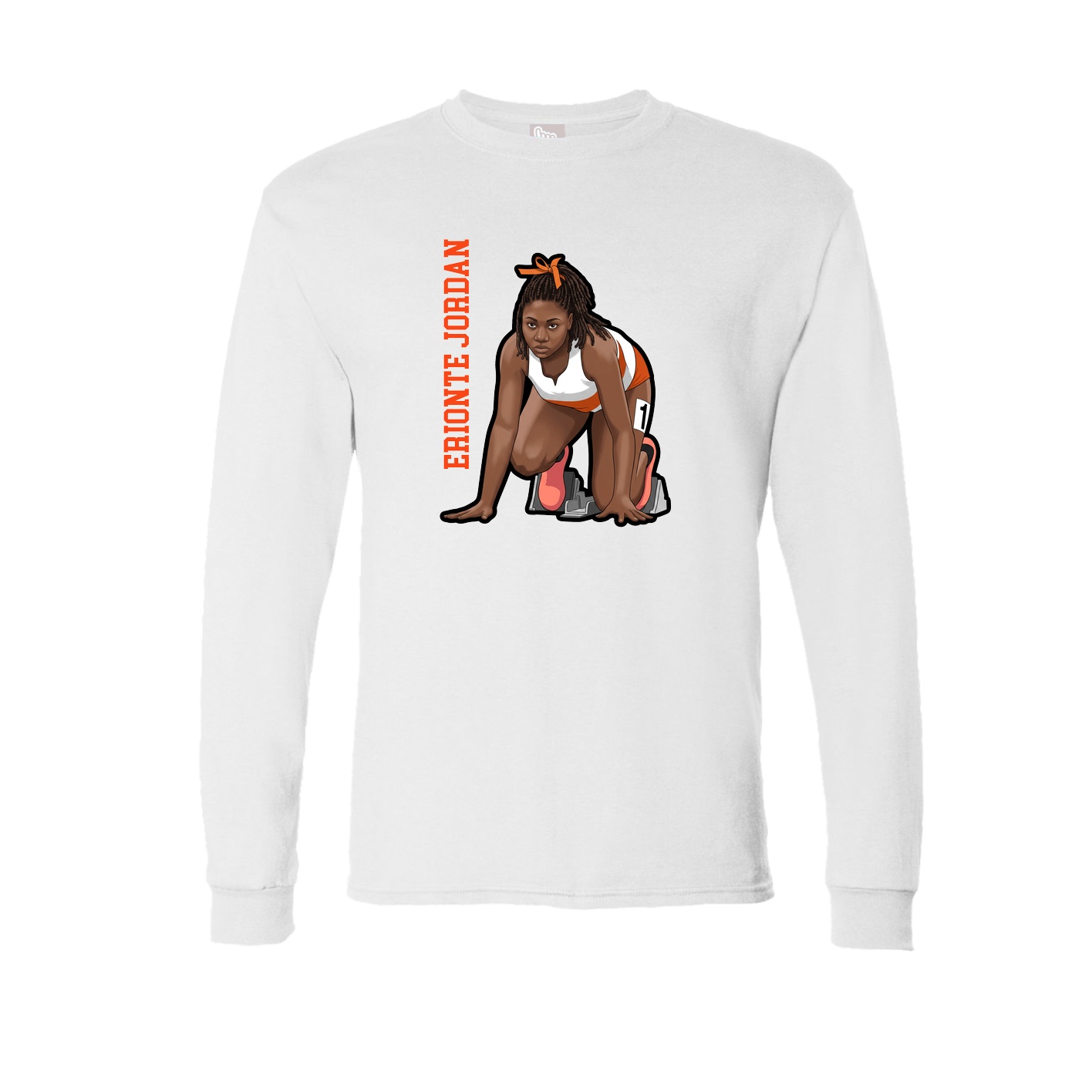 Long Sleeve Tee — Name Vertical in White