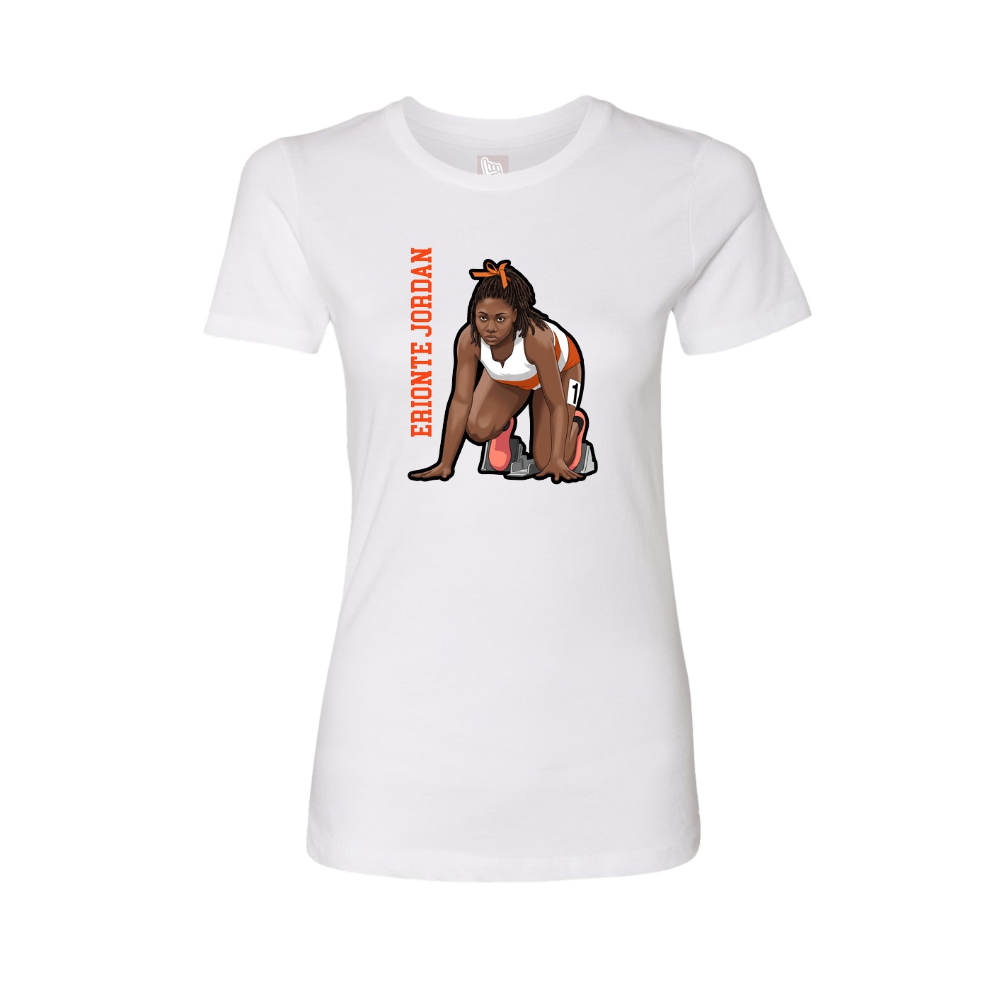 Fitted Women's Tee — Name Vertical in White