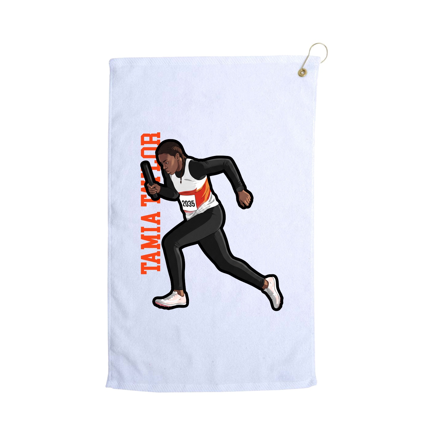 Golf Towel — Name Vertical in White