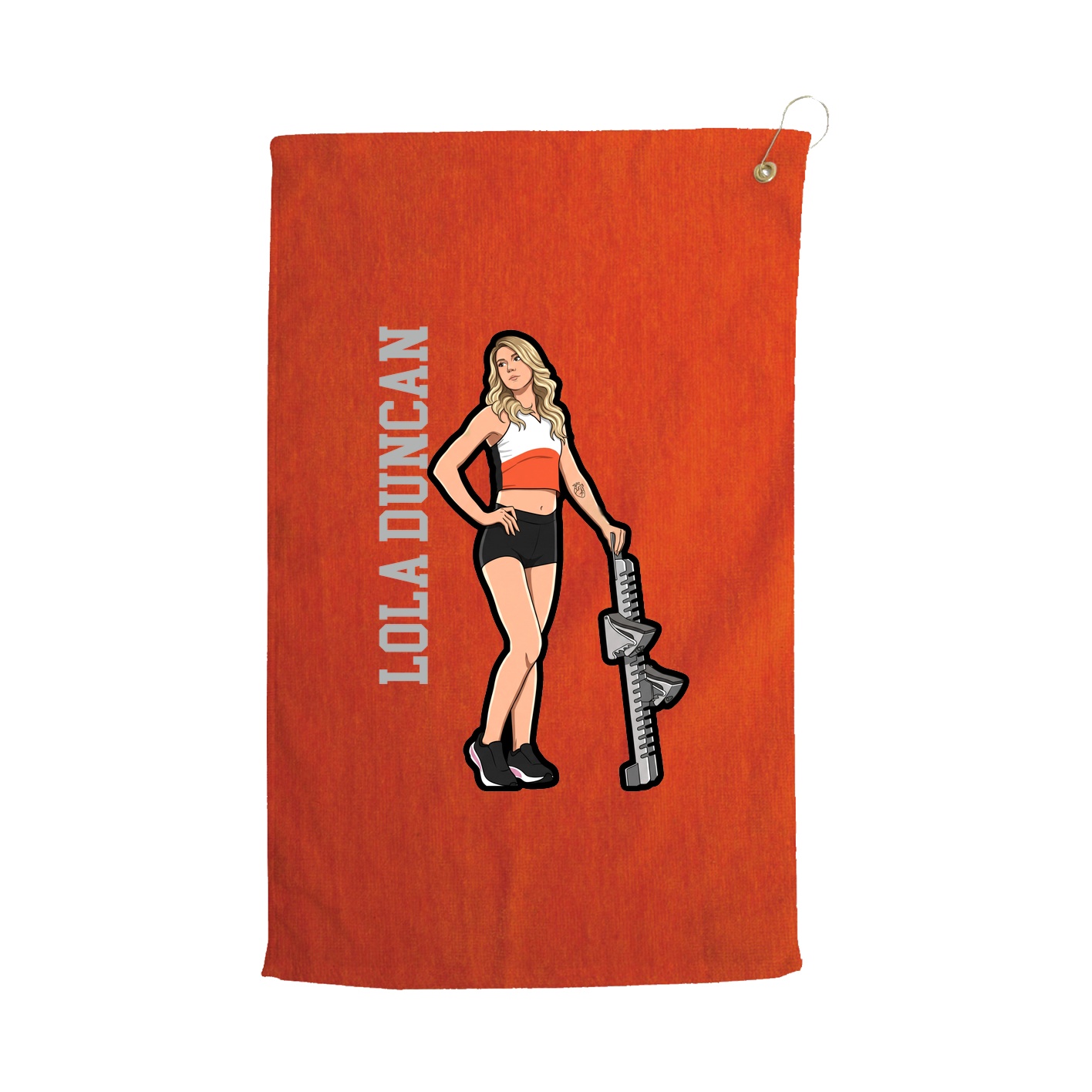 Golf Towel — Name Vertical in Orange
