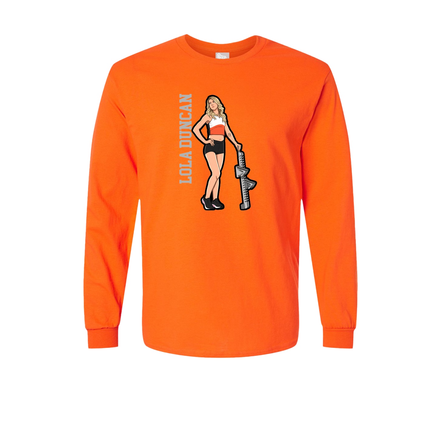 Long Sleeve Tee — Name Vertical in Orange
