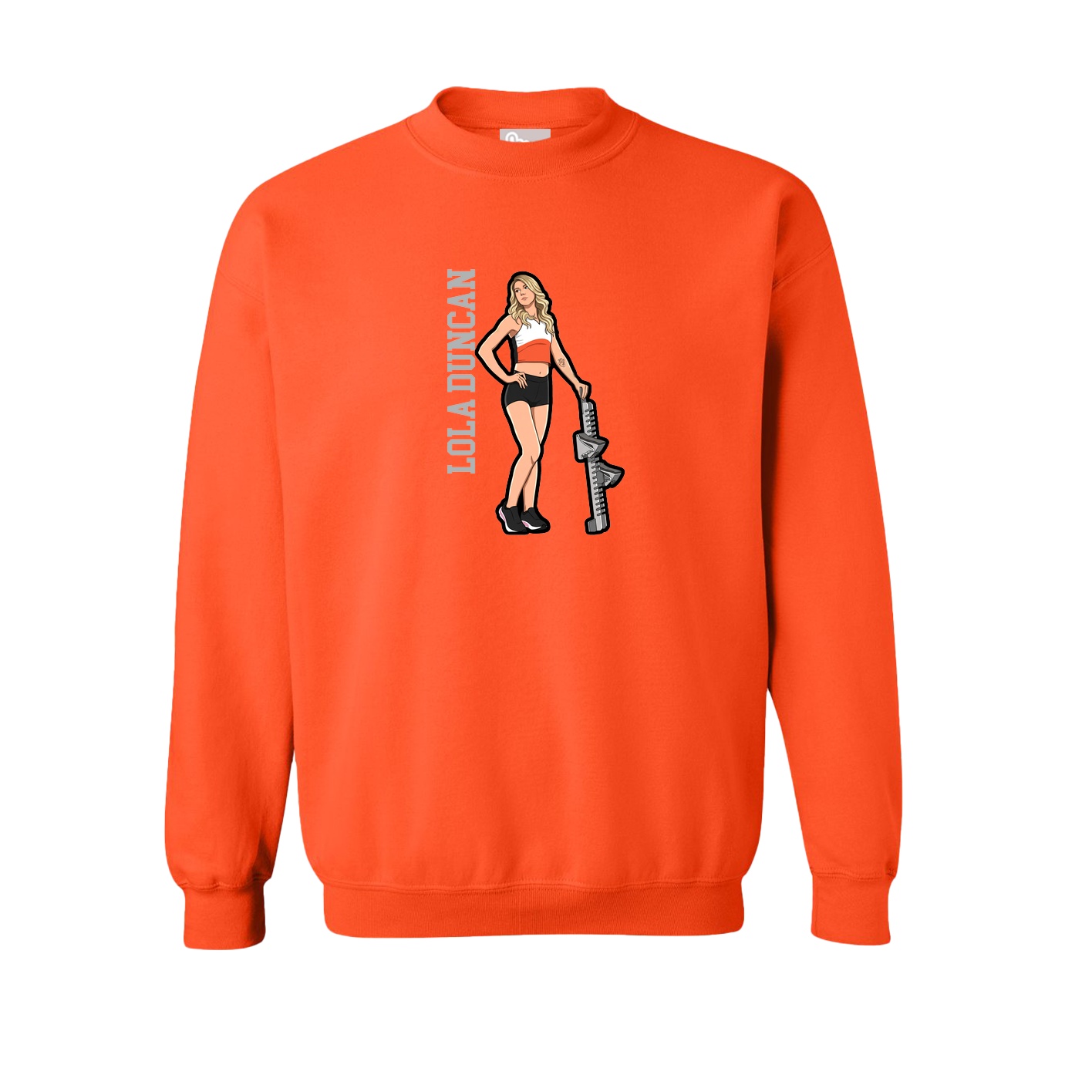 Fleece Crew — Name Vertical in Orange
