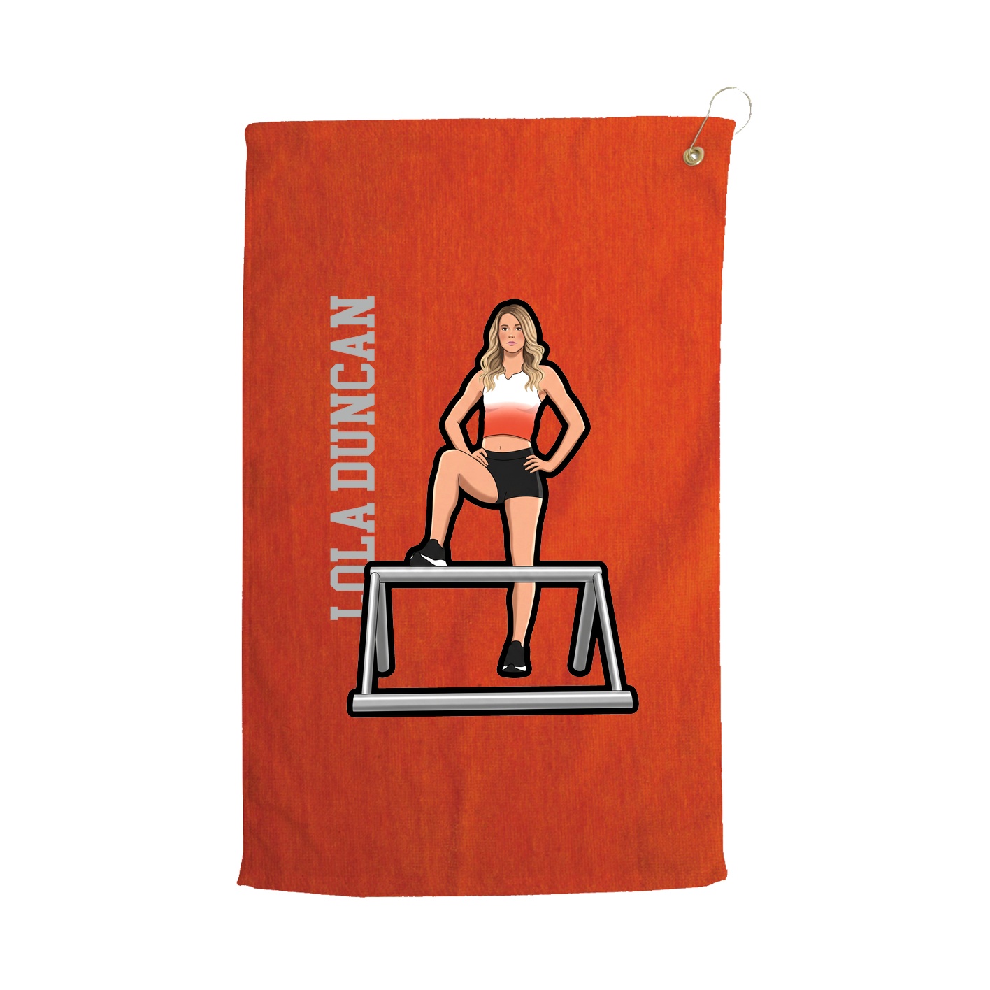 Golf Towel — Name Vertical in Orange